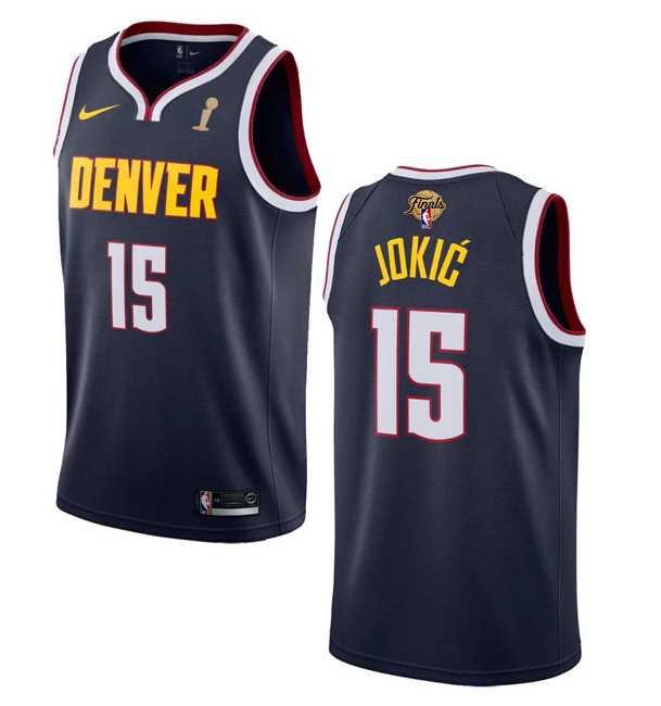 Men's Denver Nuggets #15 Nikola Jokic Navy 2023 Finals Champions Icon Edition Stitched Basketball Jersey,We sell and wholesale Men's Denver Nuggets #15 Nikola Jokic Navy 2023 Finals Champions Icon Edition Stitched Basketball Jersey on line form chian!